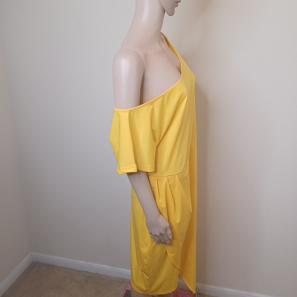 KOJOOIN Women Yellow Plus Size Off The Shoulder Ruched Bodycon Dress Size 4X NWT - Picture 8 of 12